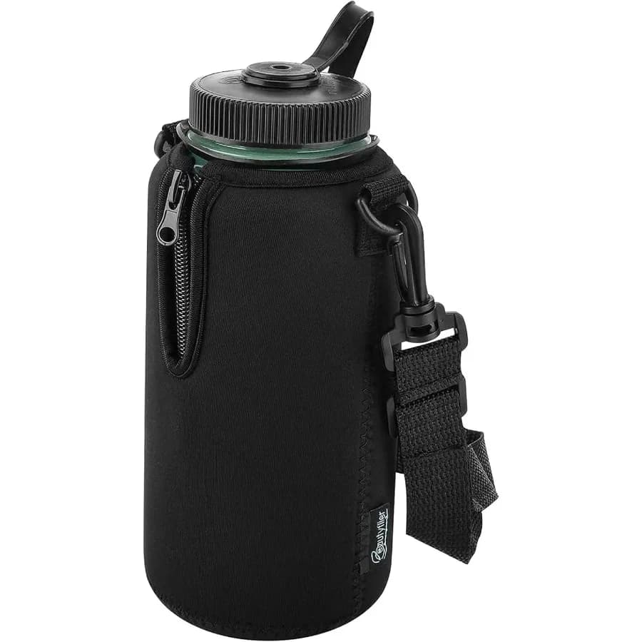 Dispositivo di raffreddamento isolante per custodia per bottiglia d'acqua in neoprene compatibile con bottiglia d'acqua 32 OZ con tracolla regolabile per ampio mout