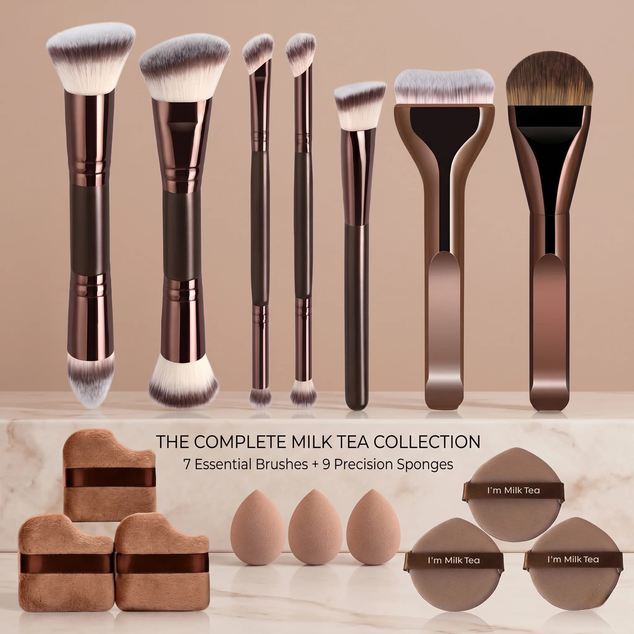 HG Black Gold Full Set Makeup Brushes Beauty Blender Puff Facial Application Tools Kit for Perfect Cosmetics Application