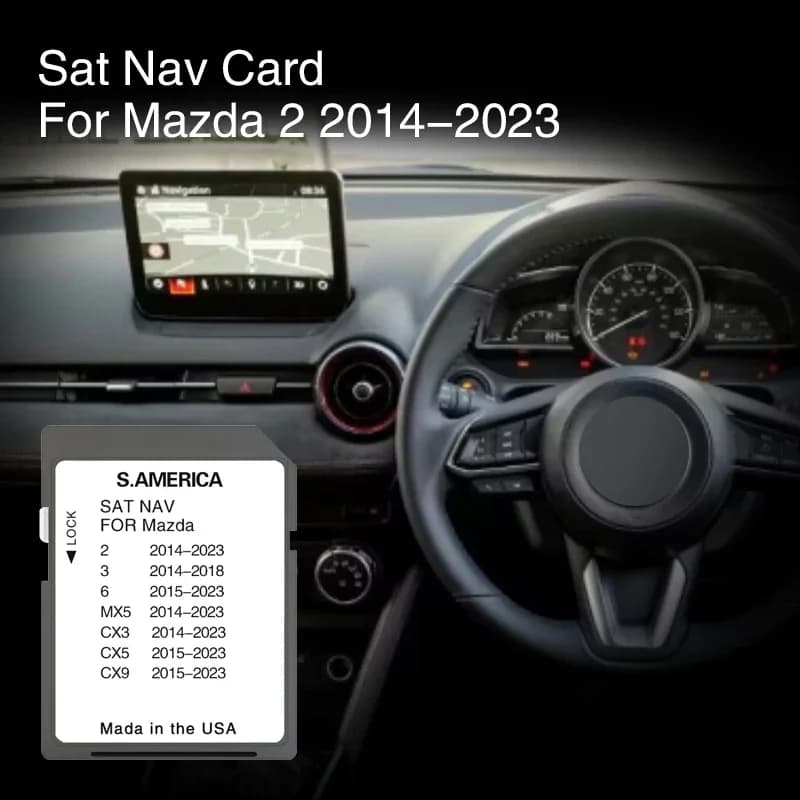 Scheda SD 2023 per Mazda 2 dal 2014 al 2023 Veicolo Connect 1 Versione del sistema Software Navi Aggiornamento Mappe dell'America del Sud Navigazione