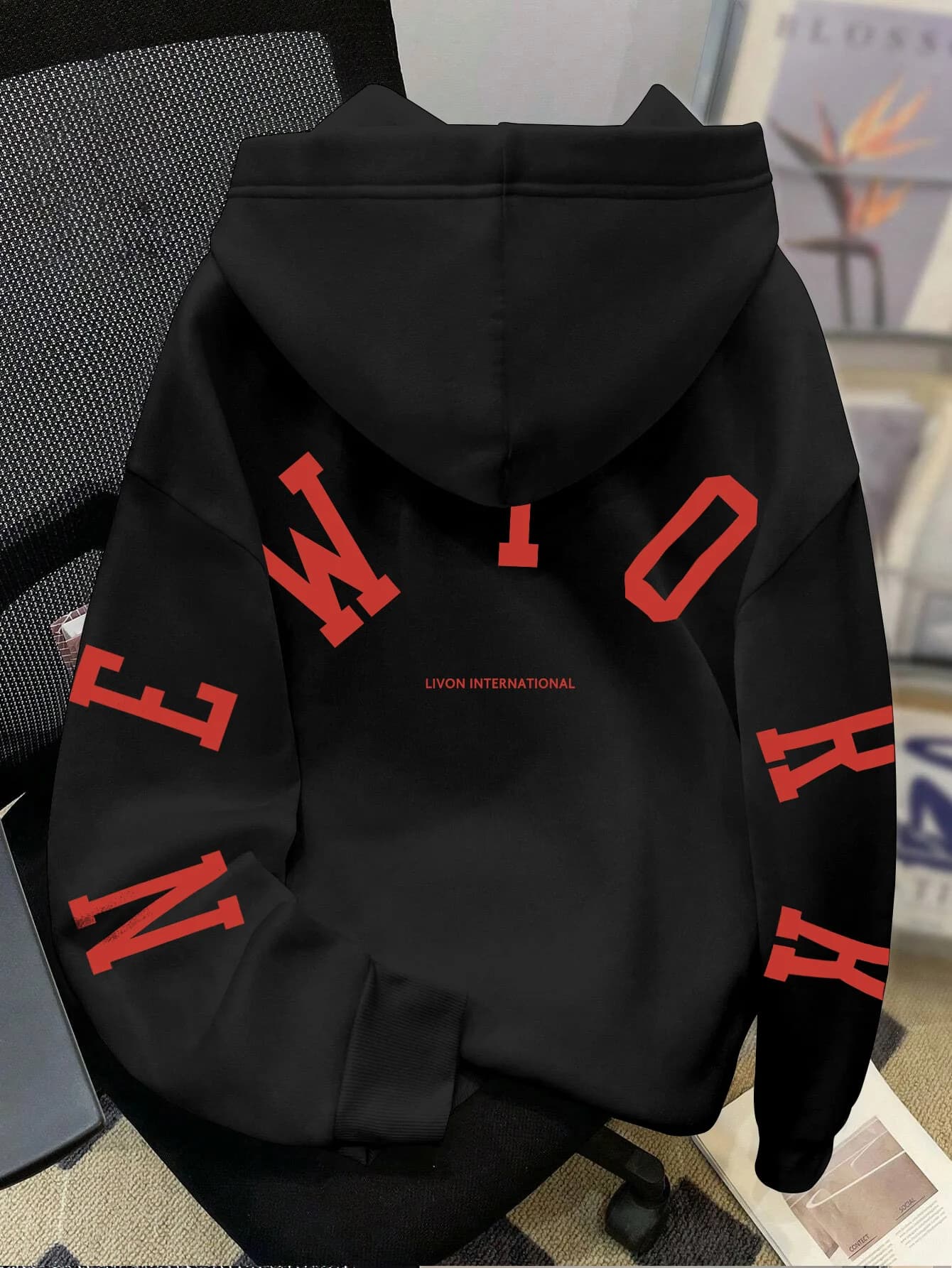 Men Hip Hop Sport Hoodie New York Arc Letter Graphic Hooded Sweatshirt Vintage American Streetwear Loose Casual Pullover