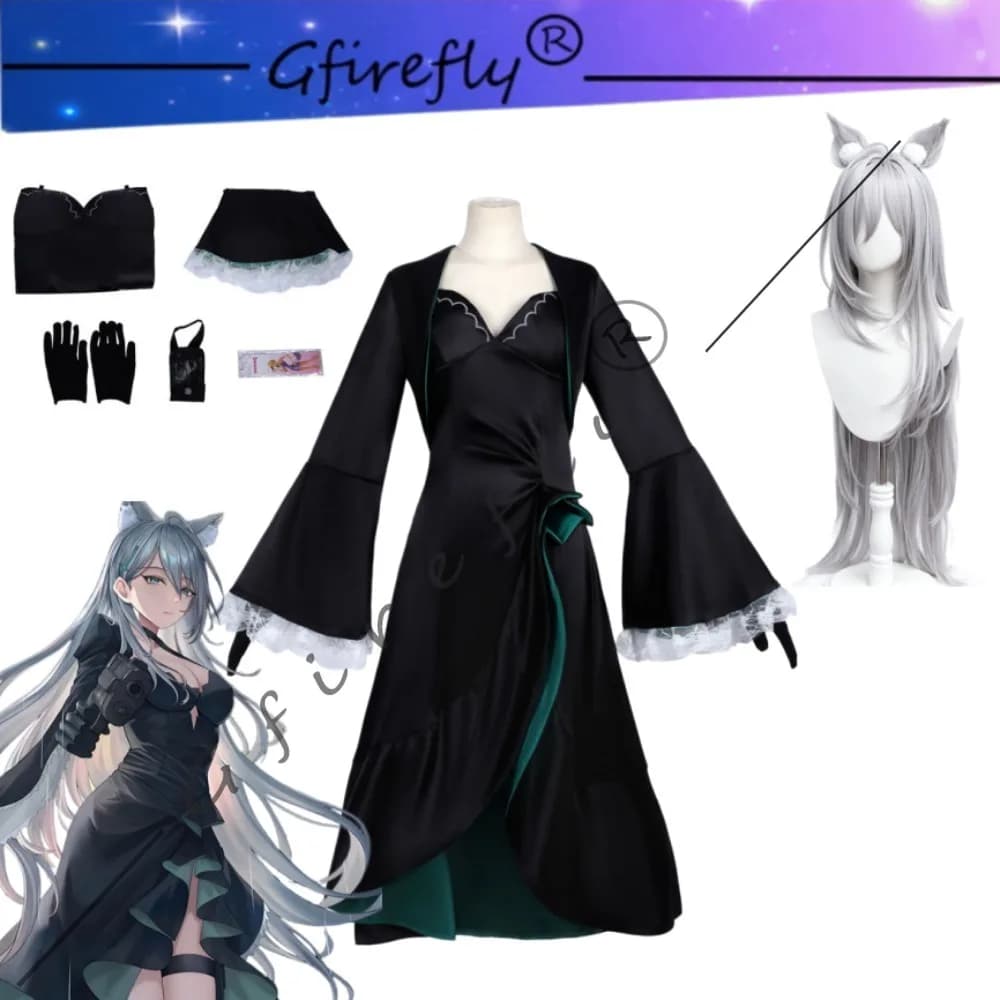 Costume Cosplay Blue Archive Shiroko Terror con Giacca e Guanti, Accessori per Donna Adulta, Outfit per Halloween, Comic Con, Carnevale e Spettacoli