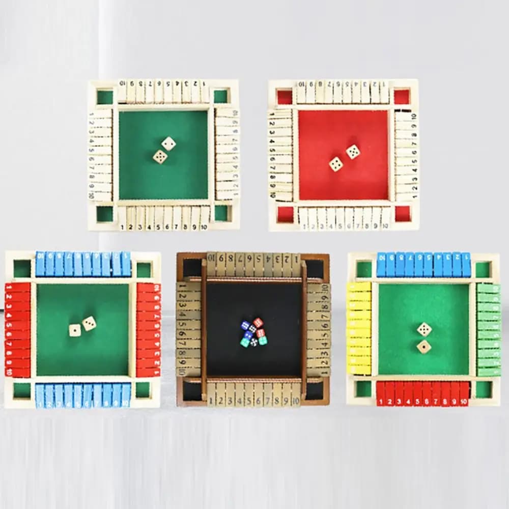Chiudi la scatola dadi gioco da tavolo alette e dadi in legno gioco 4 giocatori Pub Bar forniture per feste intrattenimento per la famiglia per bambini e adulti
