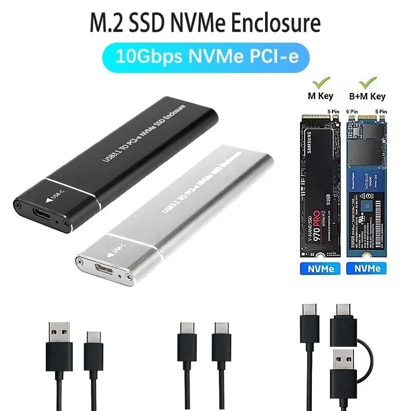 Custodia SSD USB3.1 M.2 custodia per cellulare supporta il protocollo NVME su tipo C custodia per disco rigido esterno in metallo solido SSD per telefono portatile