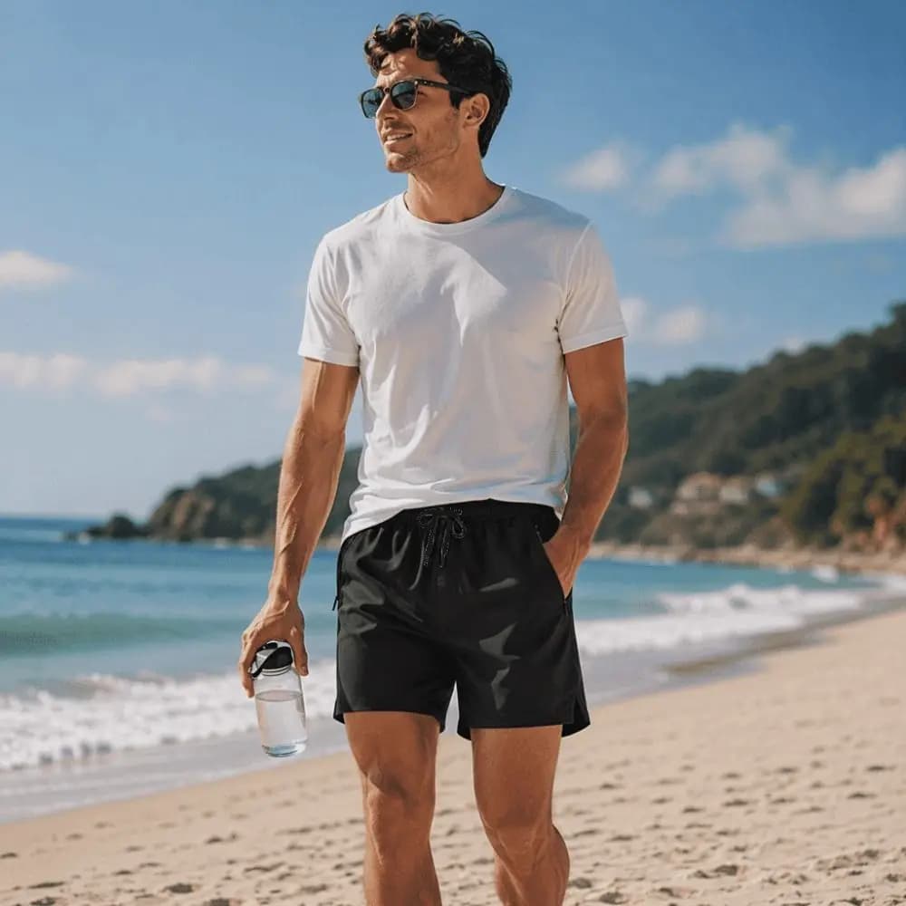 Men's Fitness Wear Breathable Sports Shorts Ice Silk Thin Casual Short Pants Gym Clothes Drawstring Quick Dry Shorts Men