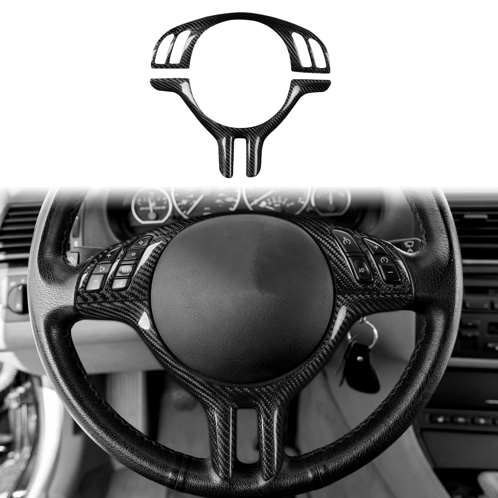 Interior Car steering wheel Trim Cover frame for BMW Series 3 E46 X5 E53 1997-2006 Series 5 E39 1999-2003