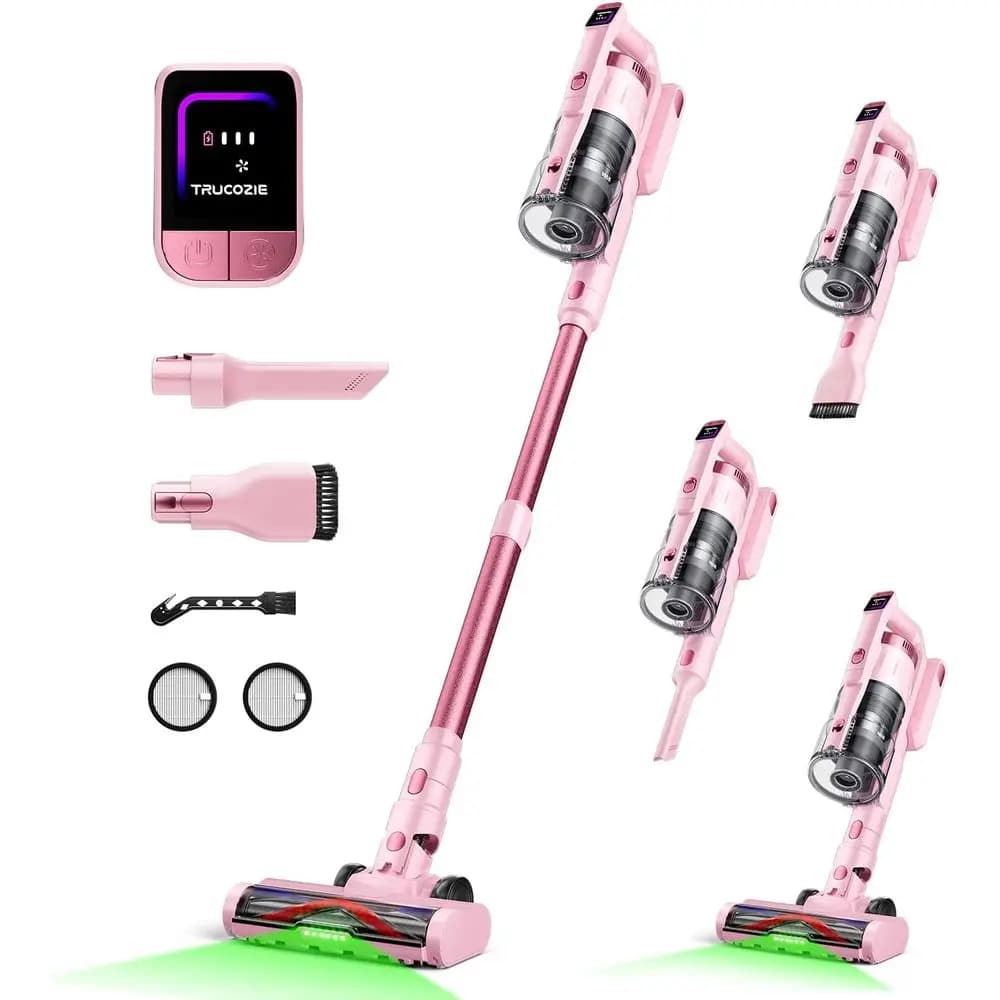 Houseless Vacuum Cleaner, Powerful 60Kpa Intake for Domestic Animals with 70 Minutes of Autonomy, Green LED Light or for Flooring in Double Wood