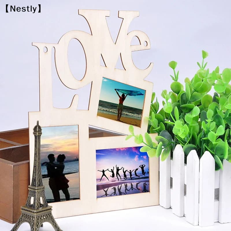 Sweet Wooden Hollow Love Photo Picture Frame Home Decor Art DIY Gift New〔Nest〕