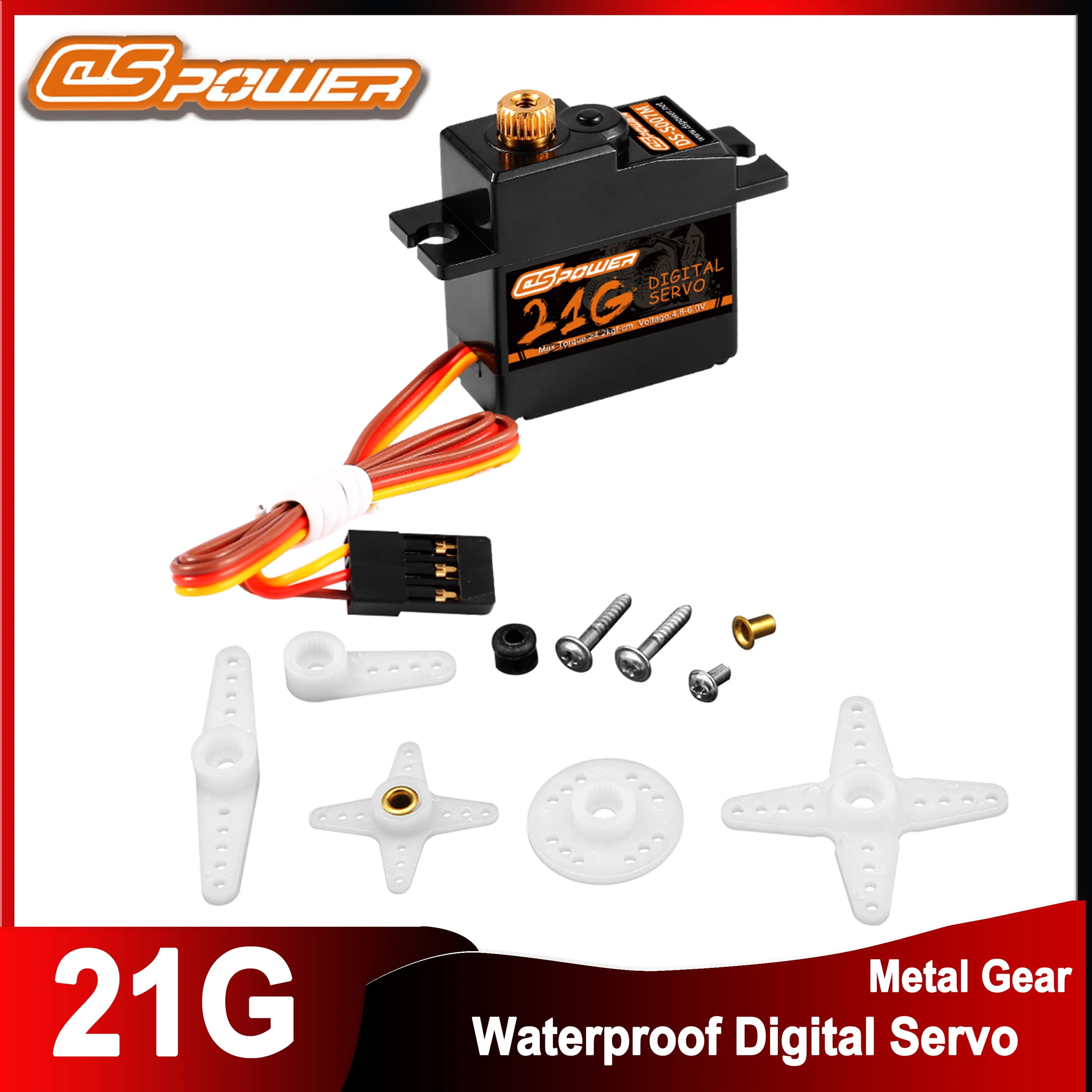 DSpower 21g Metal Gear Impermeabile Digitale Servo JR Spina Per 1:12 1:14 1:16 1:18 RC Auto Crawler Aereo Elicottero Wltoys Giocattolo Robot