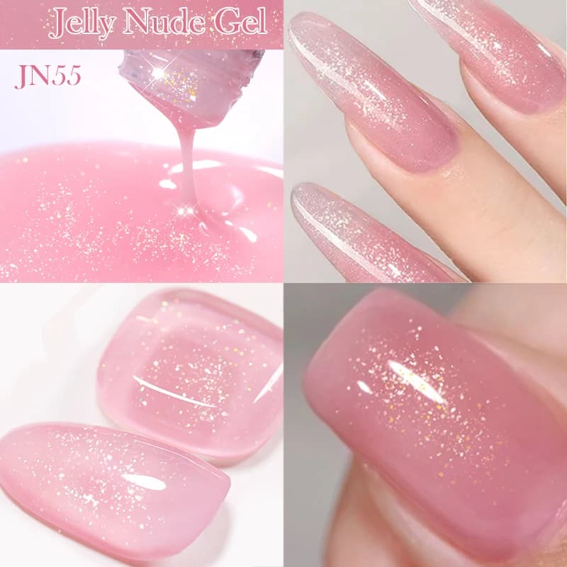 BORN PRETTY 10ml Glitter Rosa Nude Jelly Smalto Gel per unghie Varnis Semi-permanente Trasparente Traslucido UV LED Soak Off Gel Polish