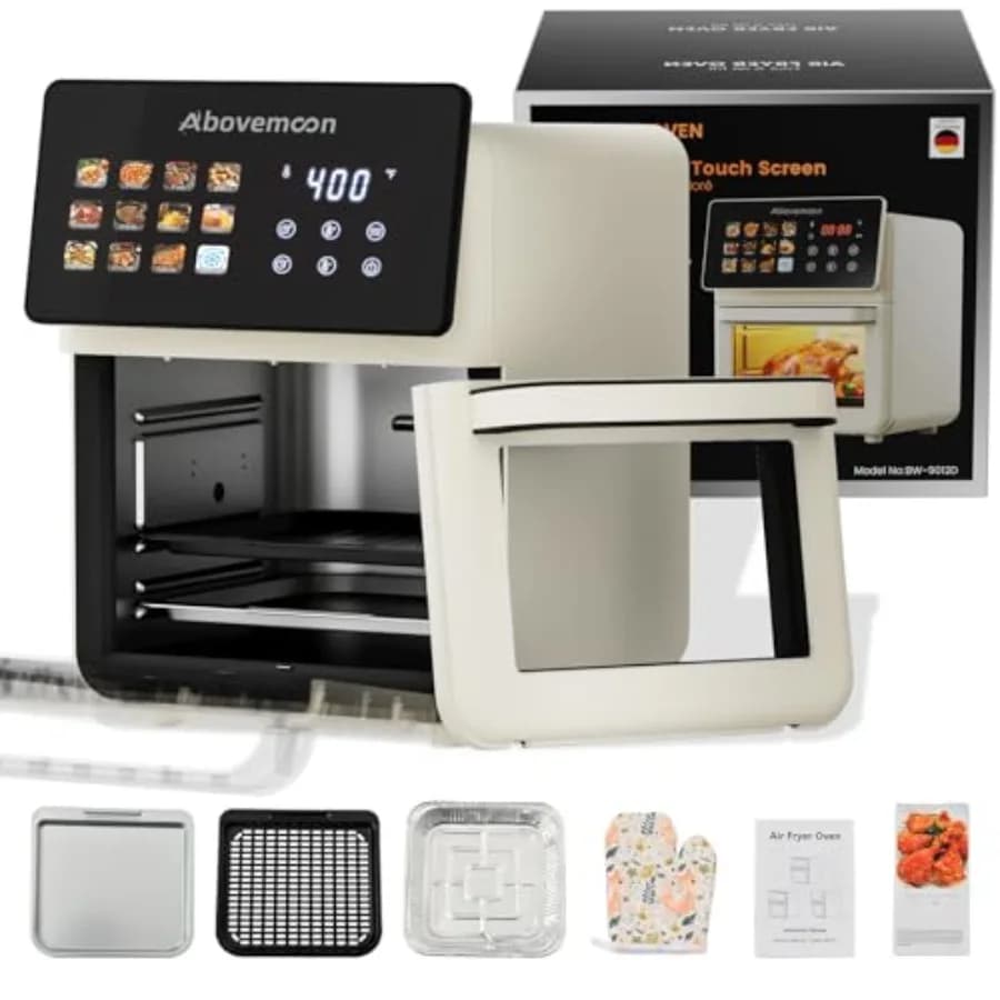 Forno Friggitrice ad Aria XL Pro da 10L con Griglia Integrata per Uso su Piano Cucina, Forno a Convezione Intelligente 12 in 1, Friggitrice ad Aria con Vetro