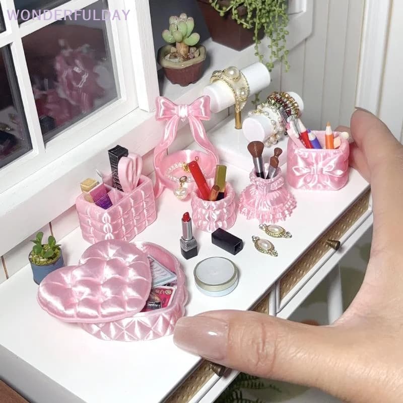 Nuova Scatola Miniatura per Cosmetici, Mini Contenitore Rosa per Casa delle Bambole, Accessori Giocattolo, Oggetti di Scena per Micro Scene e Foto