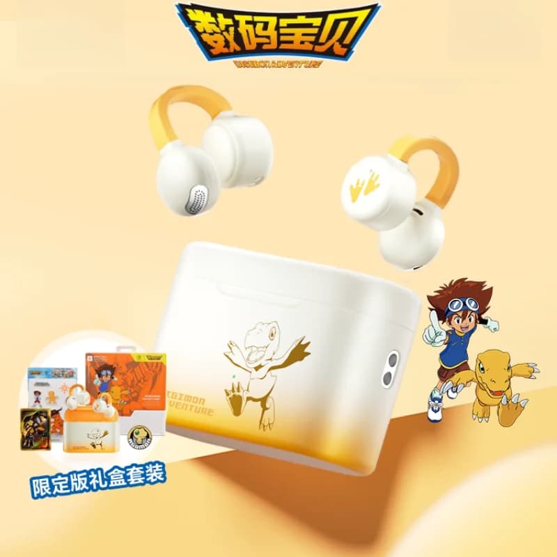 Cuffie Bluetooth Wireless Digimon Adventure con Clip per Orecchio, Agumon Tailmon, Nuovi Auricolari Sportivi per Corsa e Allenamento all'Aperto
