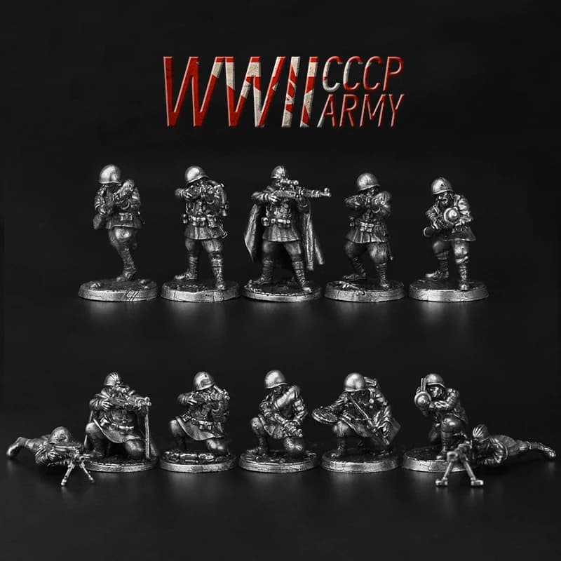 WWII Warfare Warrior Action Figures Metal Series Toys Crafts Decoration Desktop Miniature Board Game Chess Pieces Accessories