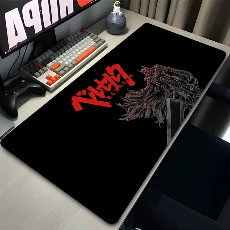 Tappetino per mouse professionale per e-sport, tappetini per mouse da gioco per PC, tappetino per tastiera esteso antiscivolo, tappetino per mouse B-BERSERK nero per notebook
