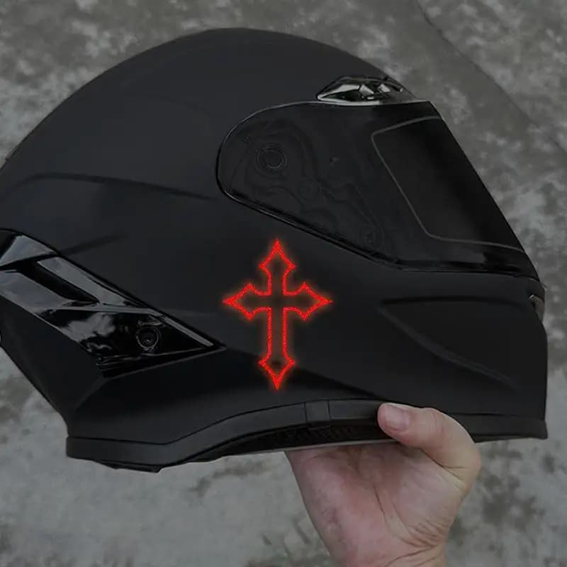2 Pcs Reflective Cross Stickers With High Visibility And Waterproof Coating For Motorcycle Helmets Car Windows Bike Frames