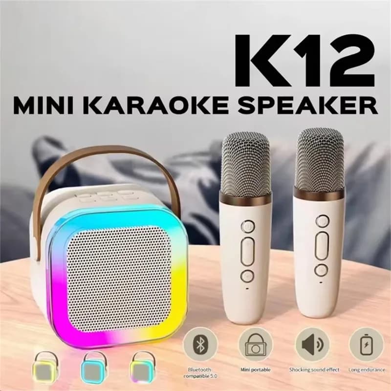 Altoparlante Bluetooth Portatile K12, Mini Audio Wireless con Microfono, Karaoke Domestico per Famiglie, Macchina per Cantare per Bambini e Adulti