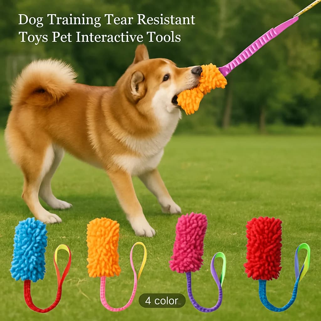 Durable Dog Toys for Aggressive Chewers - Soft Plush Pulling Rope Chew Toy with Sturdy Handle, Interactive Teeth Cleaning Toy