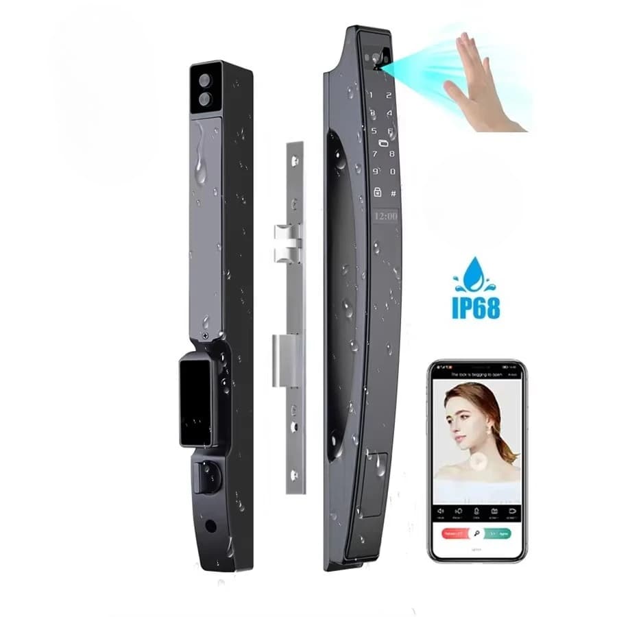 6085 Elettrico Keyless Smart Lock Videocitofono Impermeabile Ip68 3D Riconoscimento facciale Impronte digitali Sblocco Porta in alluminio WiFi