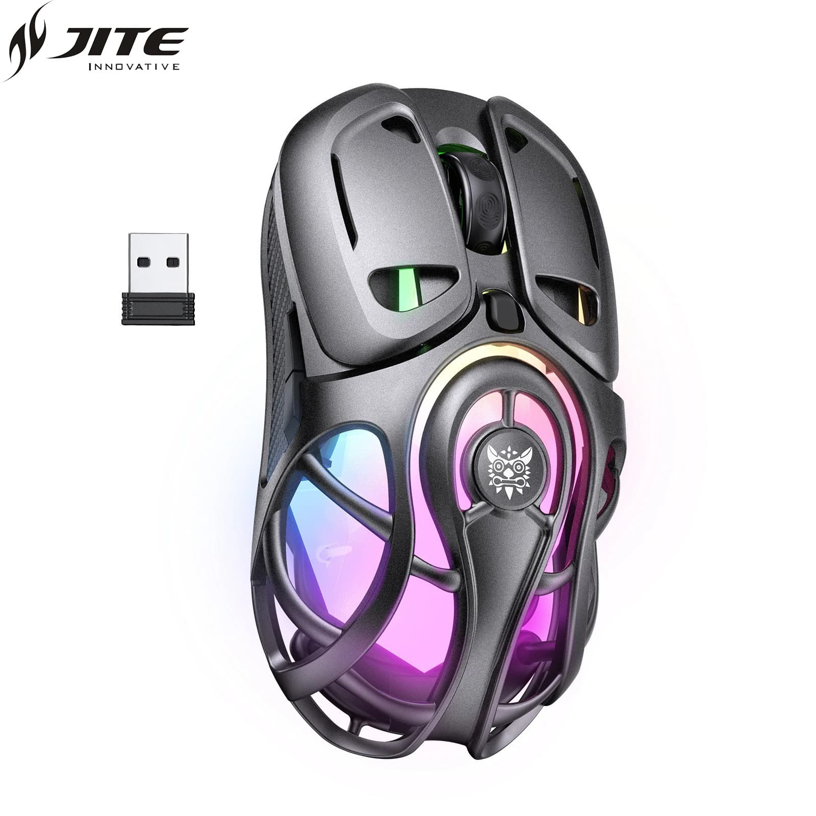 Mouse Bluetooth JITE, Mouse da Gaming Wireless Tri-Mode RGB Ricaricabile per PC/Android/iOS, BT/2.4G/Cablato, Lunga Durata della Batteria