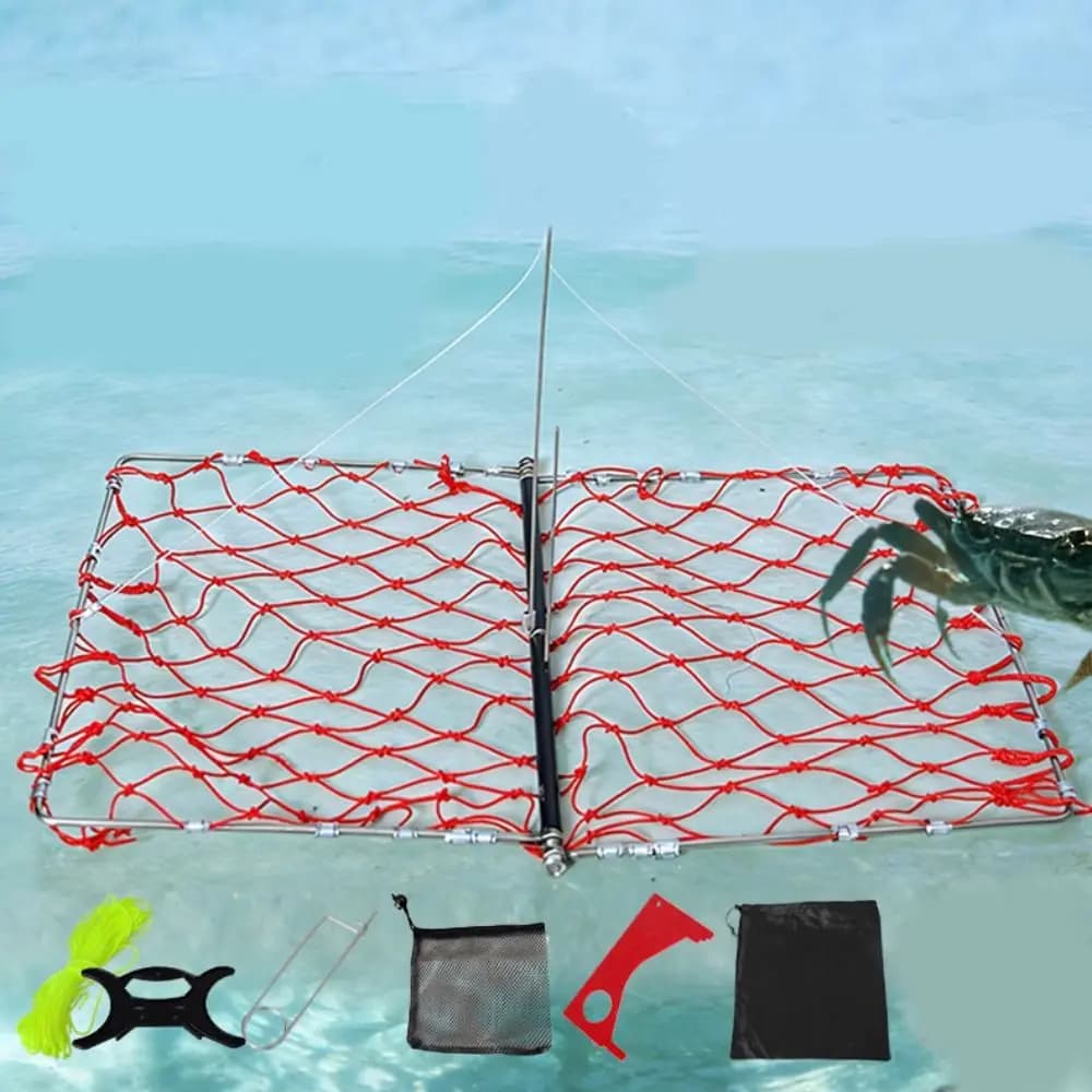 Nassa per Granchi Portatile Pieghevole per Acqua Salata, Rete da Pesca Resistente per la Cattura di Granchi