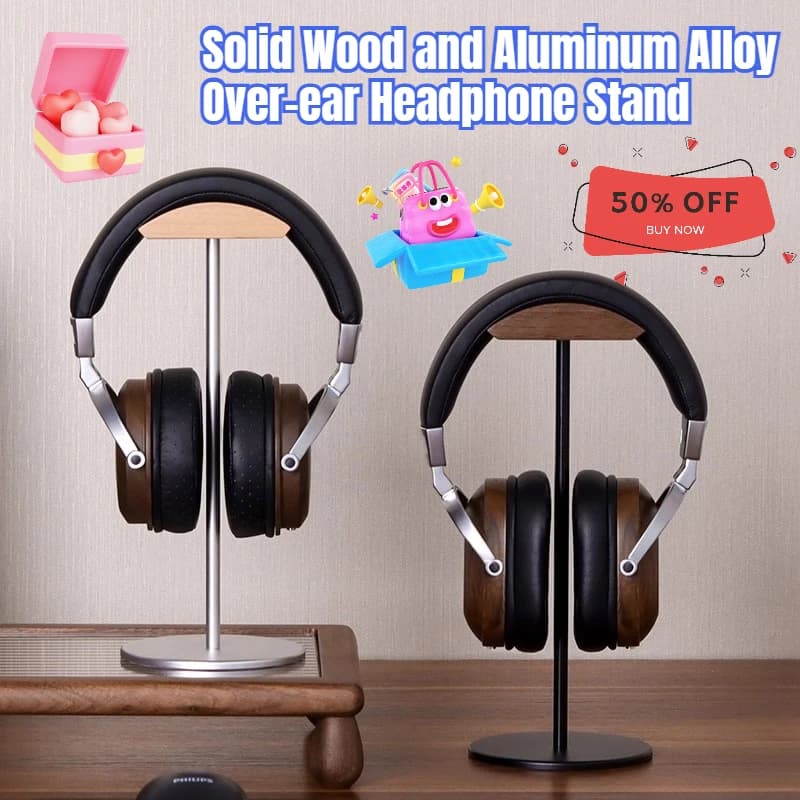 Supporto per cuffie over-ear in legno massello e lega di alluminio Gancio per cuffie per espositore in legno di noce/faggio