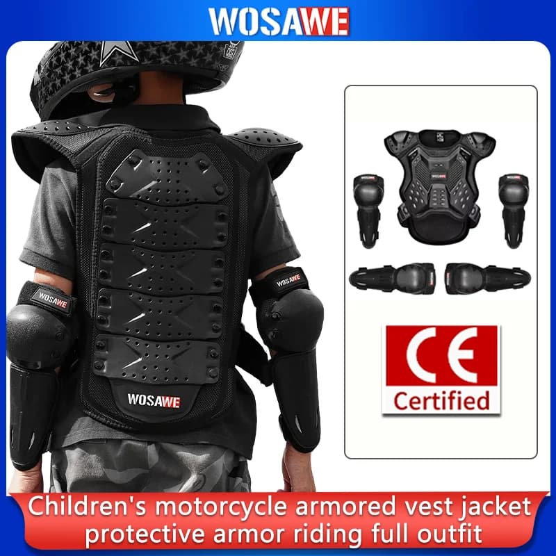 Gilet Protettivo WOSAWE per Bambini, Armatura Completa per Moto, Giacca Protettiva per Motocross, Protezioni per Ginocchia, Armatura Integrale per Moto