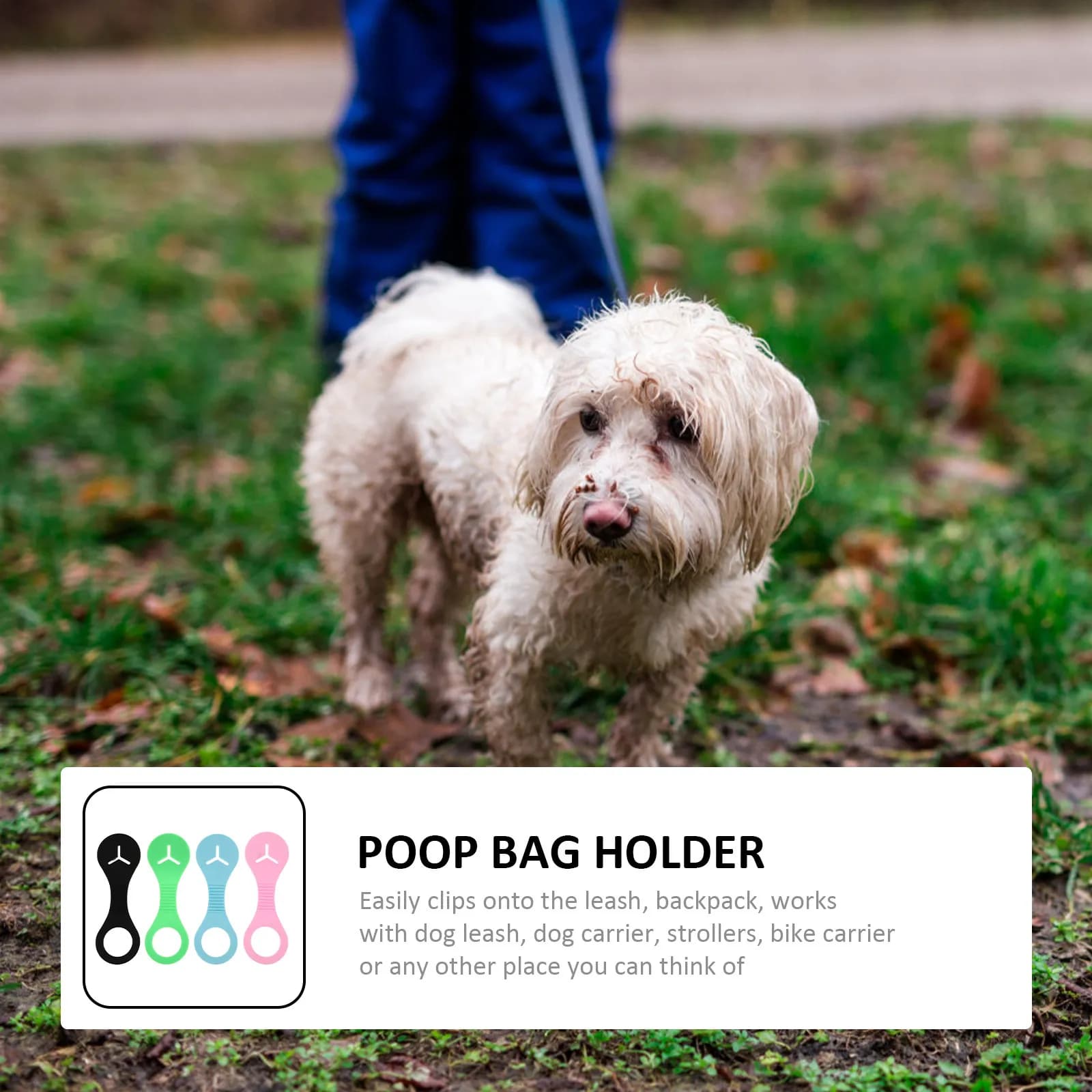 Set di 4 Porta Sacchetti per Escrementi di Cane, Dispenser Mani Libere per Sacchetti Igienici, Clip per Guinzaglio, Zaino, Passeggino, Bicicletta, Accessori per Animali Domestici
