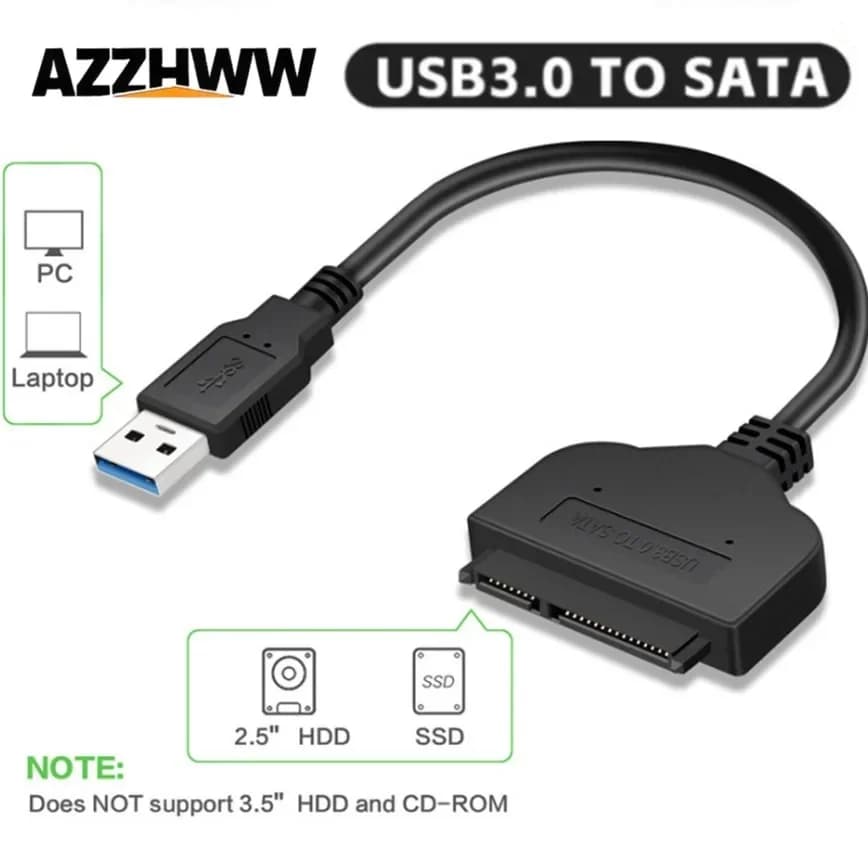 Cavo adattatore da USB 3.0 a SATA Sata III a USB per disco rigido SSD HDD esterno da 2,5 pollici Supporto adattatore fino a 6 Gbps SATA 3 22 pin