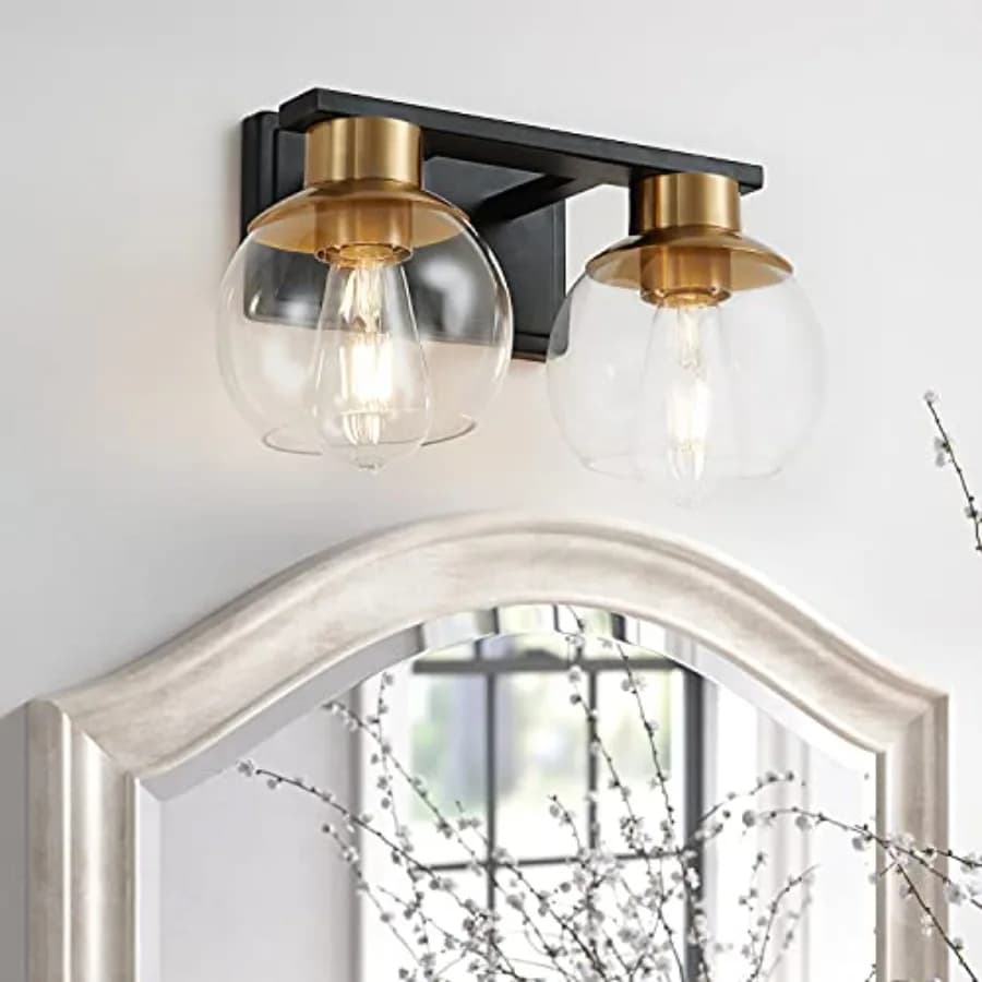 Lampada da parete per bagno con paralume in vetro a globo, applique da bagno sopra lo specchio per camera da letto, soggiorno, corridoio