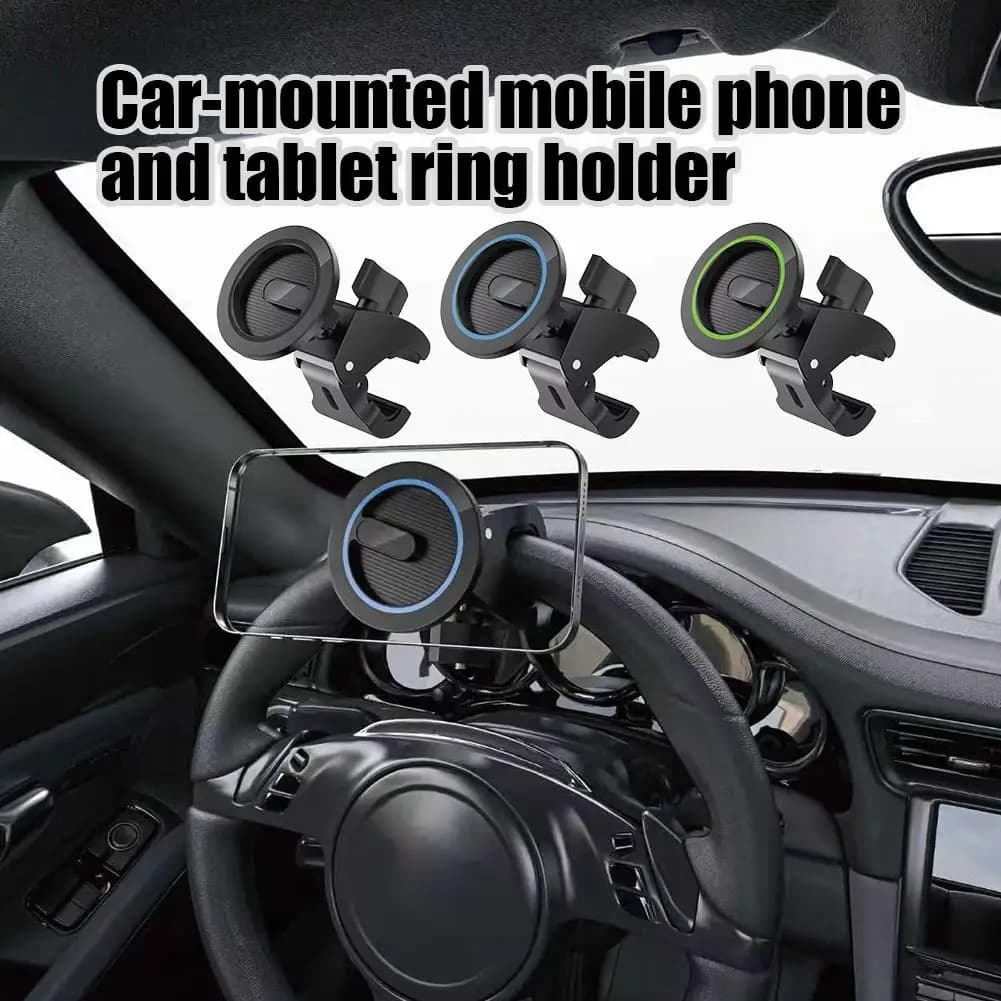 Universal Magnetic Car Phone Holder For MagSafe Steering Wheel Clip Smartphone Stand Tablet Ring Cradle Live Streaming Mount