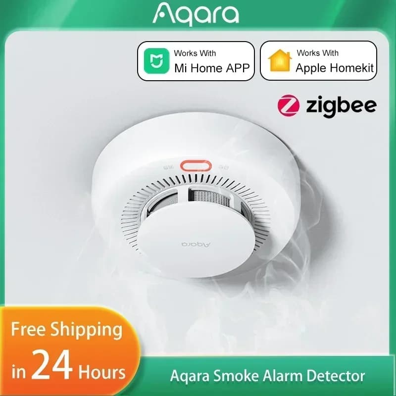 Sensore Rilevatore di Fumo Aqara, Rilevatore di Gas Naturale Zigbee 3.0, Allarme Antincendio con Avviso Sonoro, Compatibile con Home Assistant e Homekit