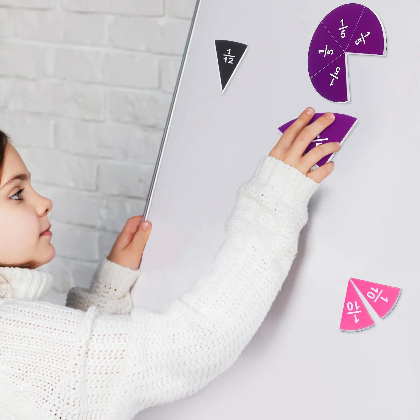 Set di Strumenti Magnetici per l'Insegnamento delle Frazioni, Piastrelle e Cerchi per l'Apprendimento Pratico della Matematica, Colori Vivaci, Educativi