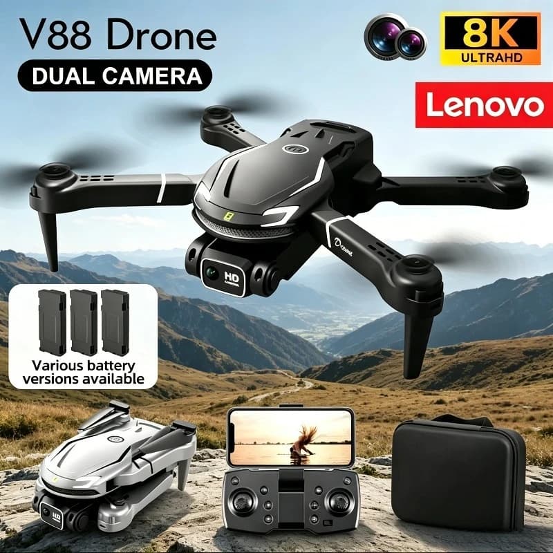Drone Professionale Lenovo V188 MAX GPS con Fotocamera 8K, FPV Aereo, Evitamento Ostacoli, Telecomando con Schermo, Pieghevole