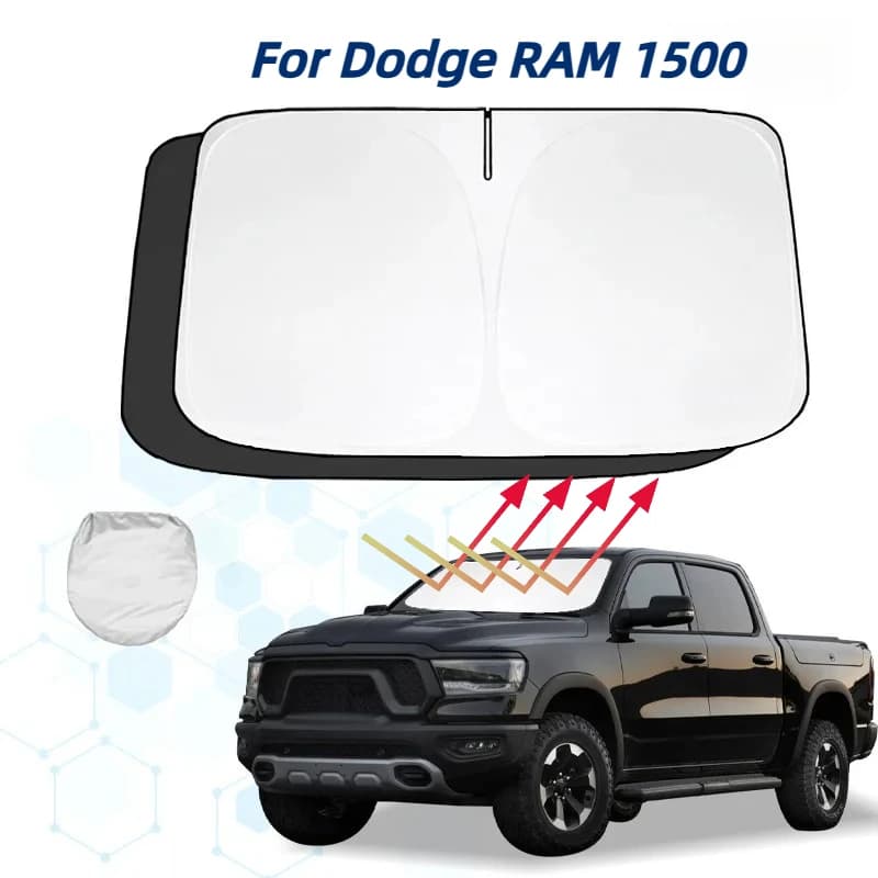 Per Dodge RAM 1500 RAM Sport SRT Parabrezza Parasole Parasole Visiera Protezione Pieghevole Blocchi Raggi UV Mantenere il tuo dispositivo di raffreddamento dell'auto
