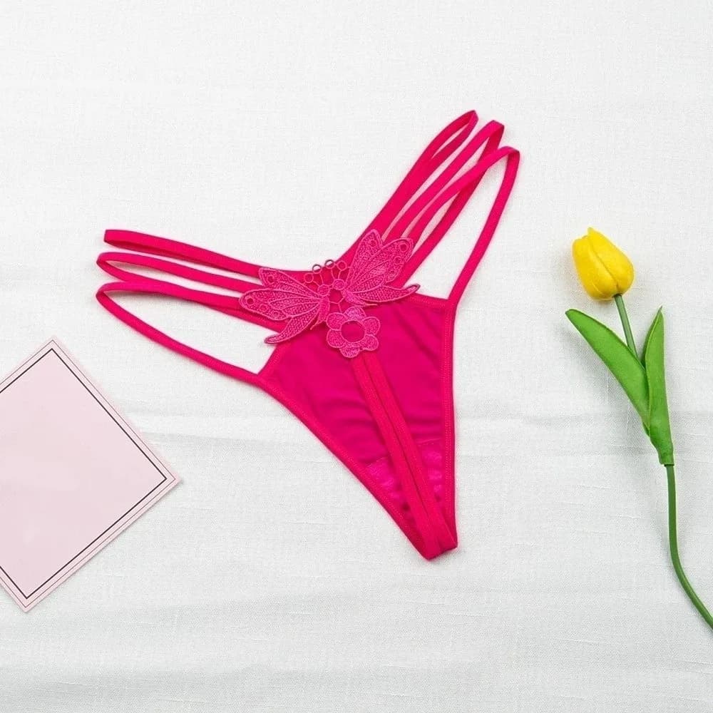 Comfortable Butterfly Women's Thong Lingerie T Back Ladies' Underwear Briefs Low Waist Triangle Panties Girl