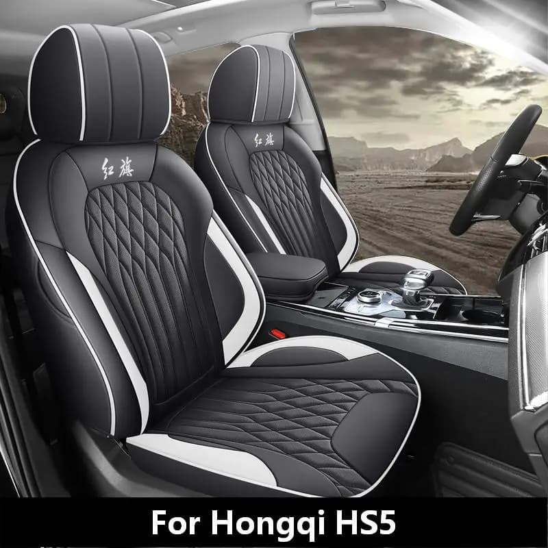 PU Leather Full Surround Car Seat Covers 5 Seats Auto Cushion Protector Compatible with Hongqi HS5 Car Interior Supplies