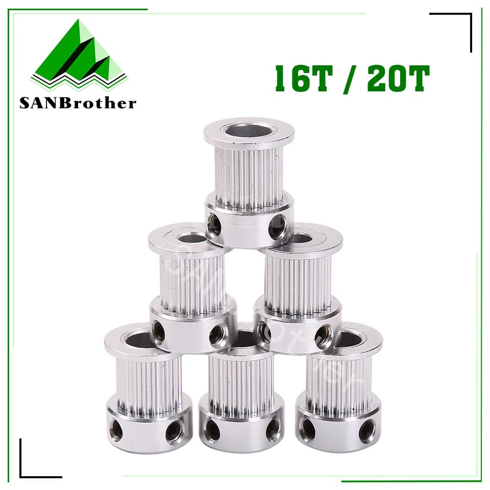 Parti della stampante 3D GT2 puleggia dentata 16 denti 2GT 20 denti alesaggio in alluminio 5mm 8mm ruote sincrona parte dell'ingranaggio per larghezza 6mm 10mm
