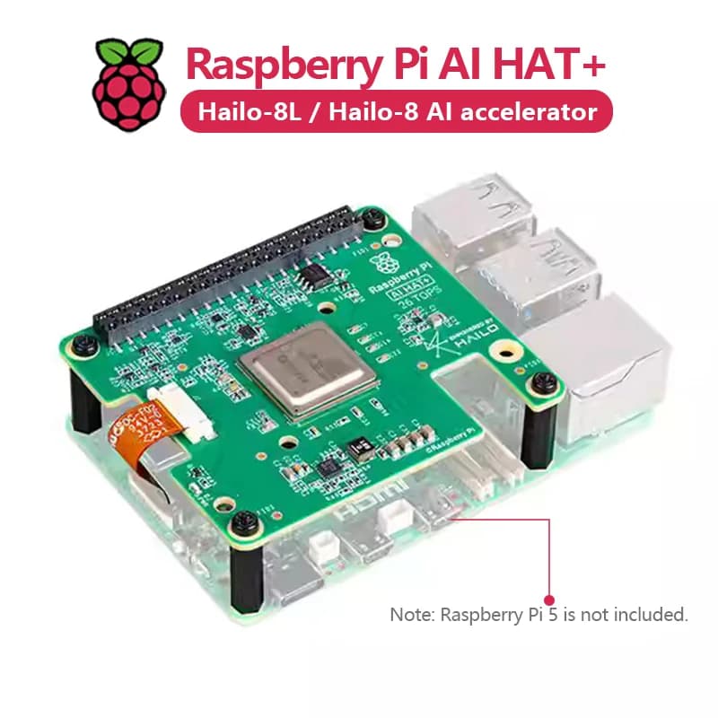 Official artificial intelligence kit Raspberry Pi 5 AI HAT+ with Hailo8l/Hailo8 accelerator module, 13 TOP/26 TOP