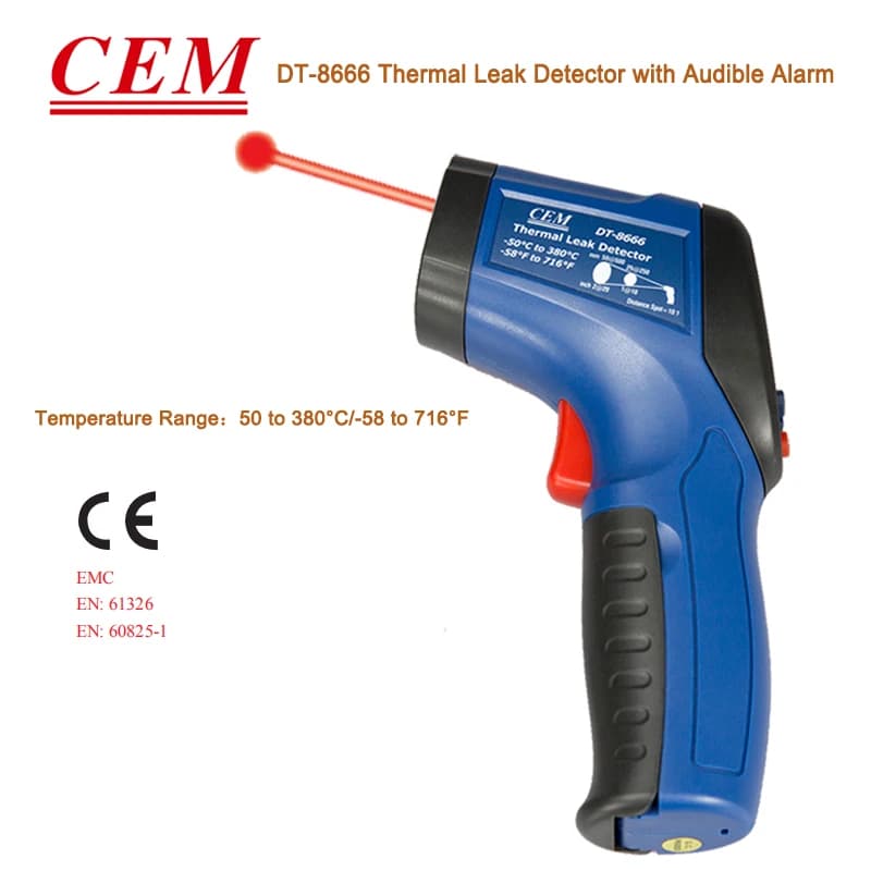 Termometro digitale a infrarossi Pistola DS10:1 Pistola per temperatura laser a lettura istantanea Rilevatore di perdite di calore dell'aria termica con allarme luce colorata