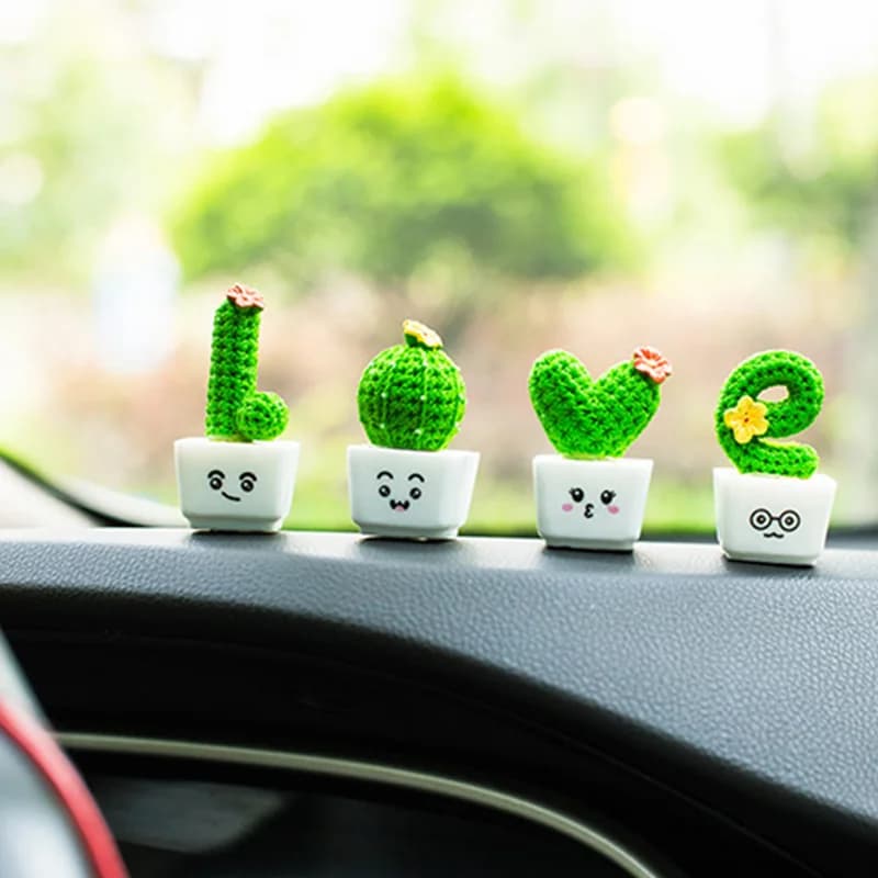 Love Mini Resin Simulation Cactus Miniatures Cactus Flower Pot Plants Desktop Ornament car accessories Home Decor Micro Garden