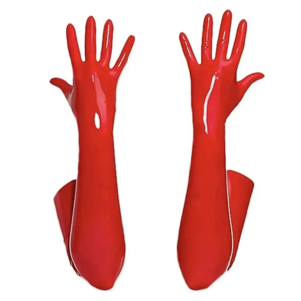 Guanti lunghi skinny in pelle PU da donna sexy Punk Rock Hip Hop Jazz Guanti da ballo in discoteca Guanti in lattice PVC lucido Accessorio cosplay