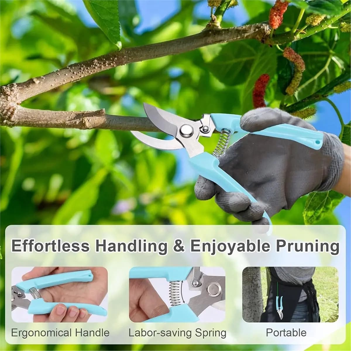 2026 New 2-piece pruning shears, stainless steel garden shears, straight blade garden scissors bypass, safety lock with comfortable handle