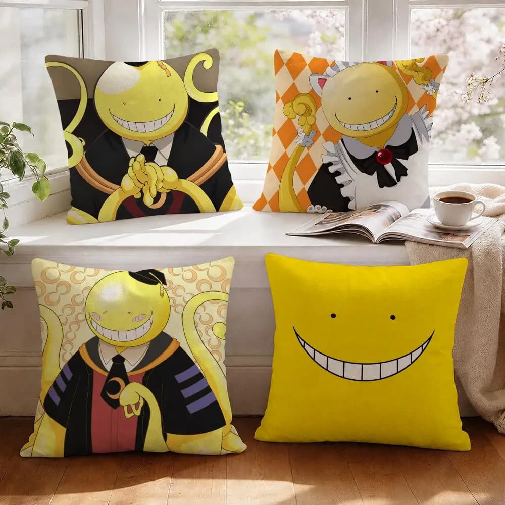 Anime A-Assassination Classroom Cushion Cover Breathable Cool Natural Durable Linen Printed Pillow Case Decor Sofa Bedroom