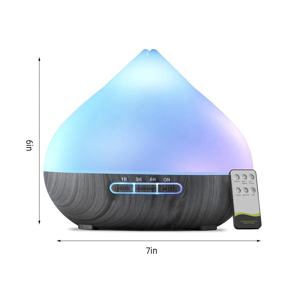Diffusore di aromi con telecomando, timer e set da 6 oli Umidificatore a nebbia fredda da 500 ml per ambienti grandi