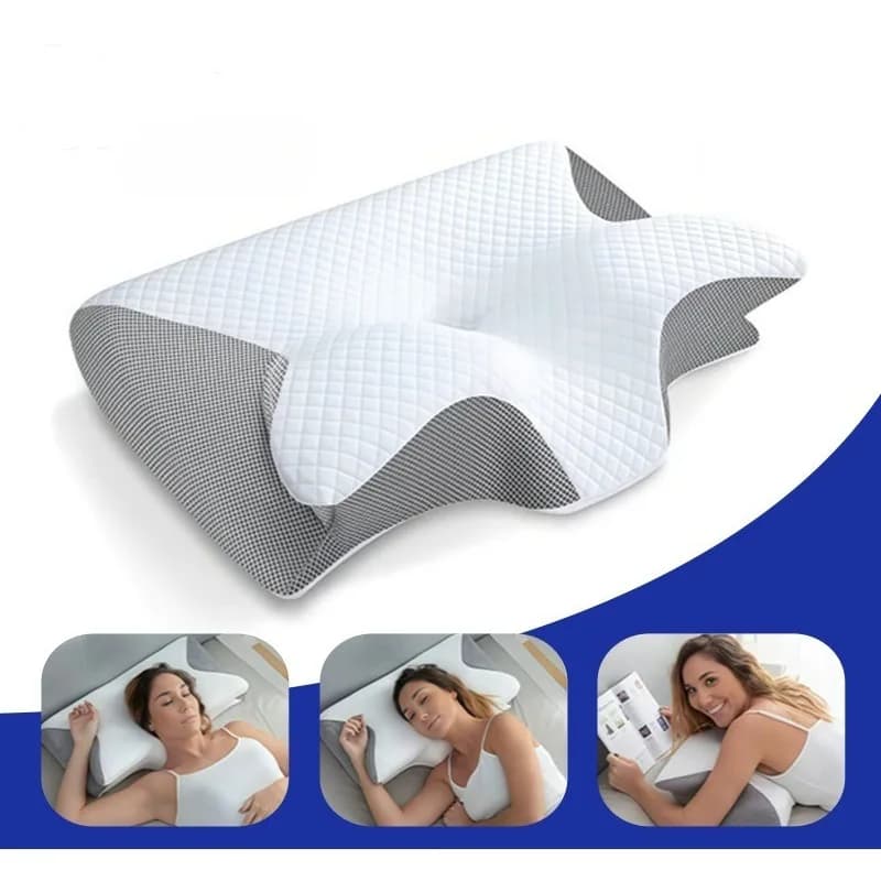 Cuscino in Memory Foam a Forma di Corno per Supporto Cervicale, Cuscino Sagomato a Lento Ritorno per il Collo