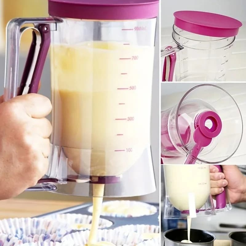 Upgraded Version 1 Pcs 900ml Batter Dispenser Hand-held Graduated Funnel Pastry Dough Dispensador For Pancake Cupcakes Cake