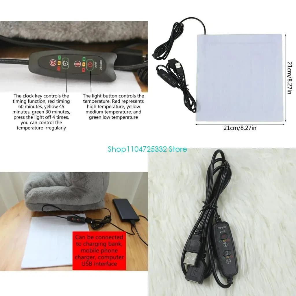 P5EA Tappetino riscaldante USB 5V Scaldapiedi elettrico riscaldato Tappetino scaldapiedi sicuro e affidabile