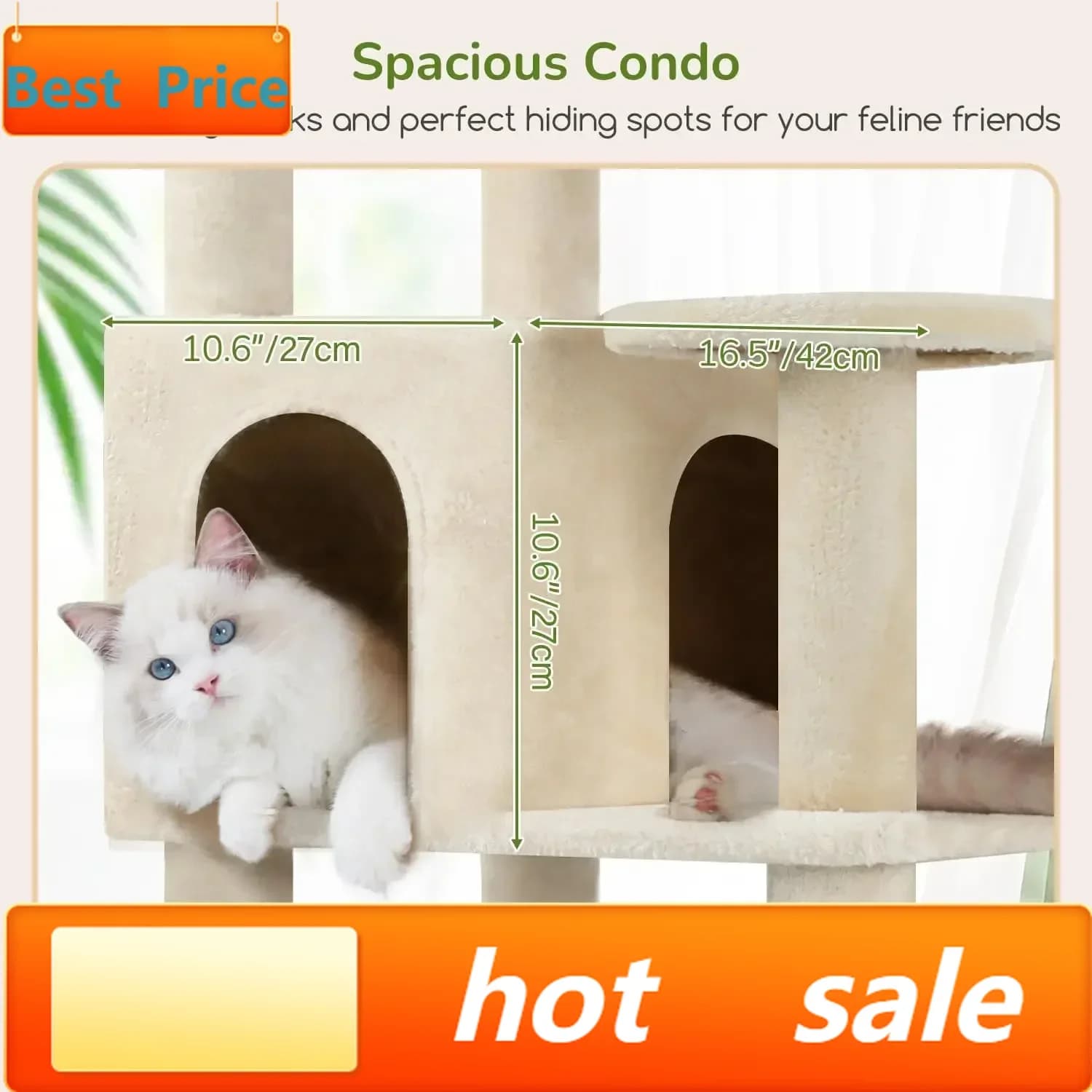 Bestseller: Albero per Gatti con Ampia Piattaforma, 65 Pollici di Altezza, Robusto, per Gatti da Interno, Torre per Gatti Adulti di Grandi Dimensioni con 3 Livelli