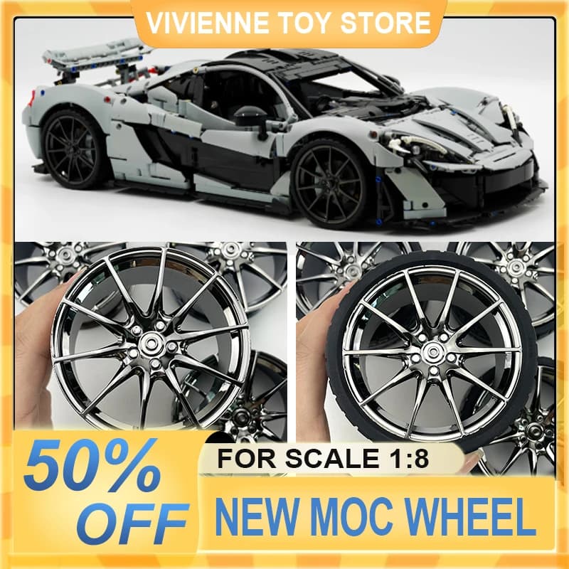 Nuovo MOC Block Modello Accessorio 5428 Kit Mozzo Ruota Per CADA Lego 42172 Auto Sportiva Con Colore Nero/Oro/Argento/Grigio
