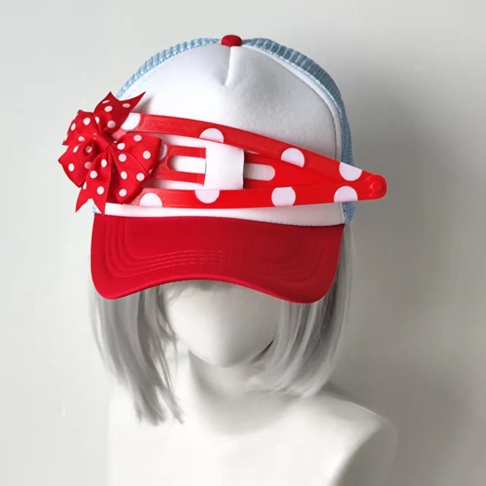 Polka Dots Bow Hair Clip Baseball Cap Exaggeration Breathable Peaked Cap Fashion Versatile Lightweight Hot Girl Sun Hat